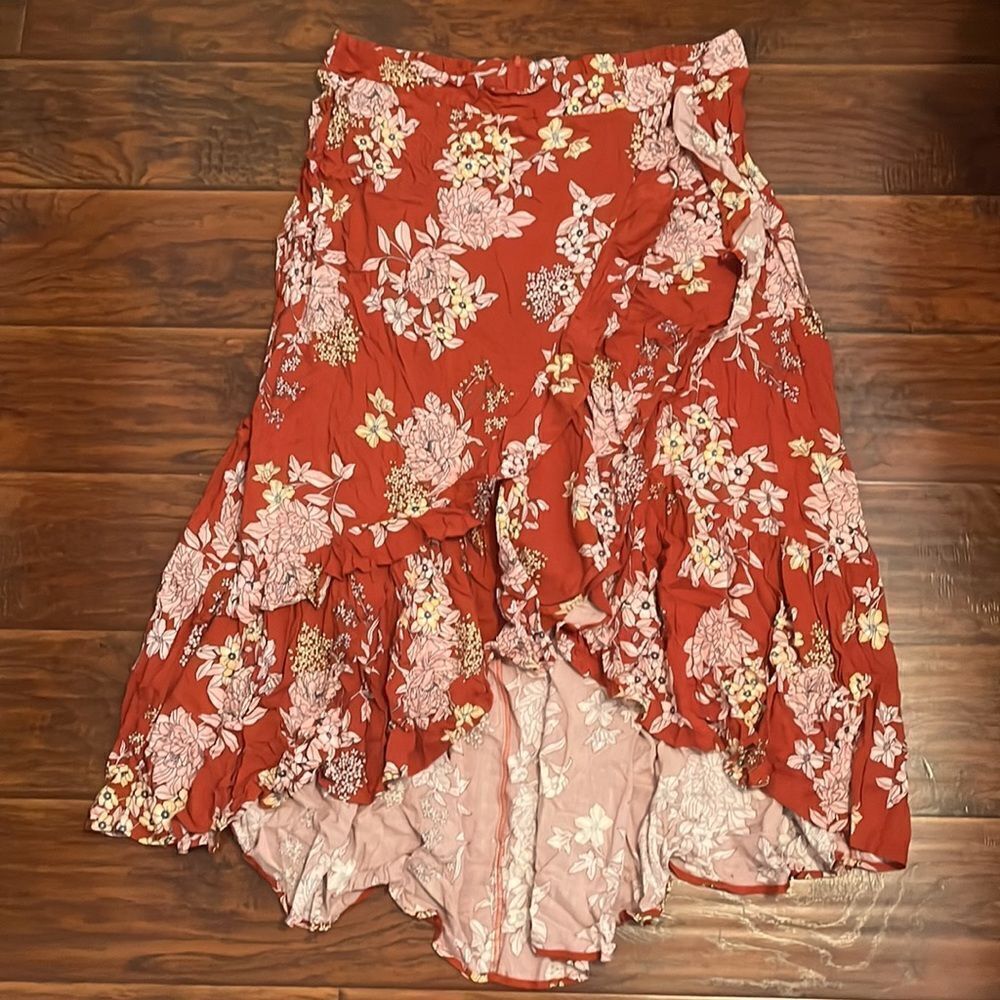 Torrid Floral Print Boho Hi-Lo Ruffle Maxi Skirt Contemporary Festival Feminine - Picture 8 of 16